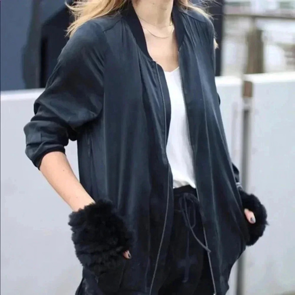 Yummie By Heather Thompson Black 100% Silk Women's Jacket Size L Large NWT $198 - Picture 2 of 9